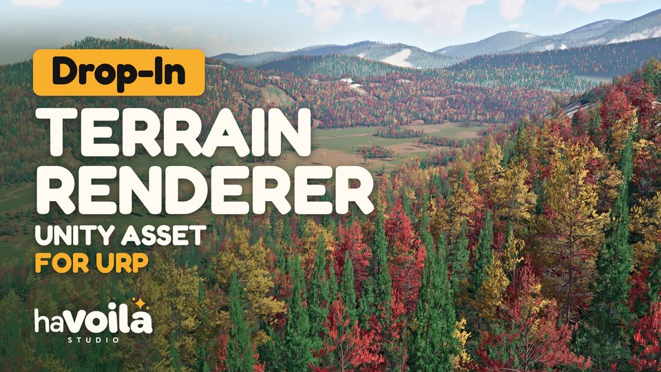 Play the video: Drop-In Terrain Renderer: GPU Trees & Grass for Unity Terrains (URP)
